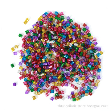 High Quality Colorful Metal Cuff Hair Beads For Synthetic Crochet Braids Hair Extension Accessories 100pieces/pack 10*10mm/pc